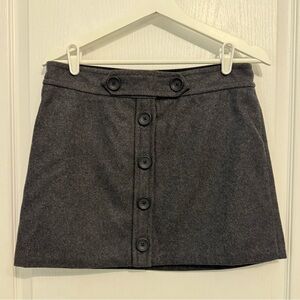 GAP Womens gray mini skirt 4 wool blend fully lined button Y2K 90s 2000s career
